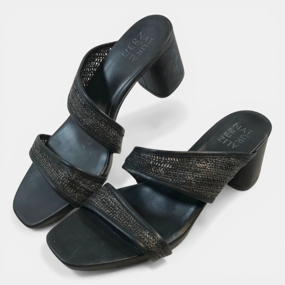 Naturalizer Inez2 Strappy Slip On Black Block Heels Womens US 9M EU 40